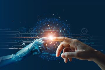 AI and Human Hand touching